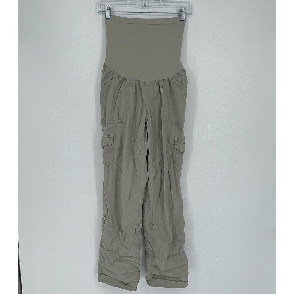 Motherhood Maternity Women's Khaki Stretch Secret Fit Belly Cargo Pants Size M